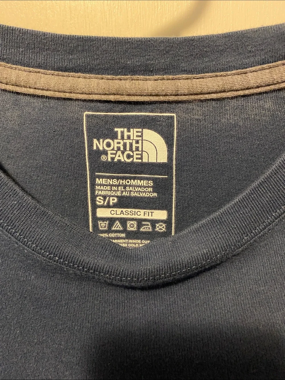 The North Face Blue Long Sleeve Logo Tee with White Print